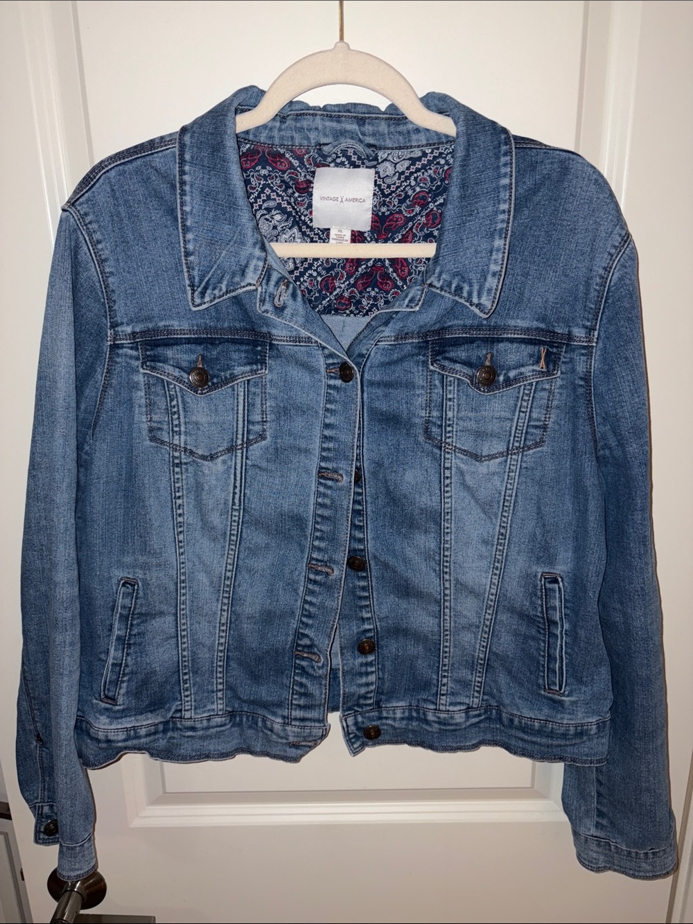 Vintage x America Blue Denim Jacket with Button-Front